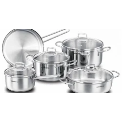 Korkmaz Perla Cookware Set 9 Piece Stainless Steel Induction Compatible