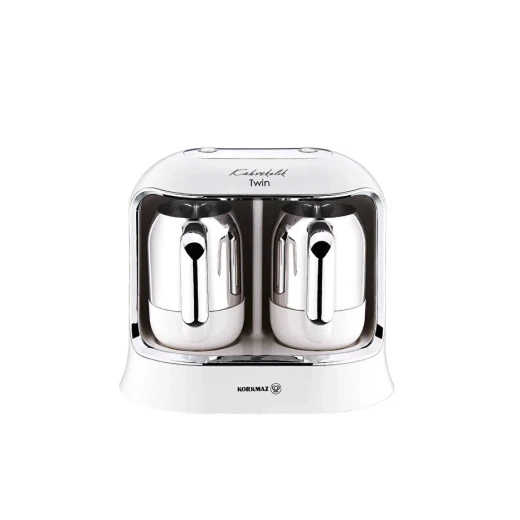 Korkmaz Kahvekolik Twin Coffee Machine Vanilla Chrome A861-08 for Traditional Turkish Coffee with Thermo Balance Technology Korkmaz Kahvekolik Twin Coffee Machine Vanilla Chrome A861-08 for Traditional Turkish Coffee with Thermo Balance Technology