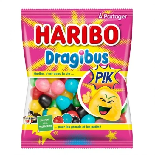 Haribo Dragibus Pik Candies Spicy Heart Flavor with Fruit and Curcumin Dyes 230g Bag Haribo Dragibus Pik Candies Spicy Heart Flavor with Fruit and Curcumin Dyes 230g Bag