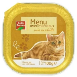 Belle France Poultry Rich Cat Food Tray 100g Wet Food Complete Meal for Adult Cats