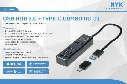 محول IETOP TU-359 USB 3.2 Gen1 Hub متعدد المنافذ، USB-C وUSB-A مع منفذ شحن USB-C، نقل بيانات عالي السرعة، تصميم أسود متين وعملي - Ietop - Image 4