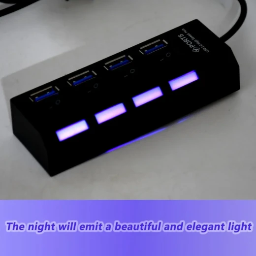 موزع USB 2.0 عالي السرعة بـ 4 منافذ مع مفاتيح تشغيل/إيقاف فردية ومؤشرات LED 6954810100169 - Image 2