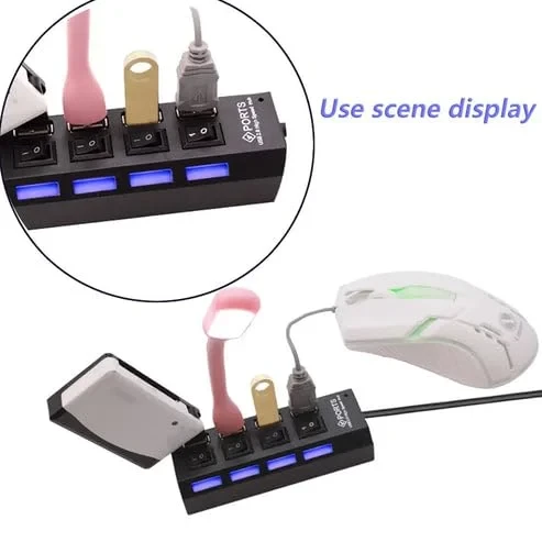 موزع USB 2.0 عالي السرعة بـ 4 منافذ مع مفاتيح تشغيل/إيقاف فردية ومؤشرات LED 6954810100169 - Image 3