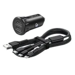 ريماكس شاحن سيارة فانجارد مزدوج USB 2.4A مع كابل شحن 3 في 1 - ريماكس