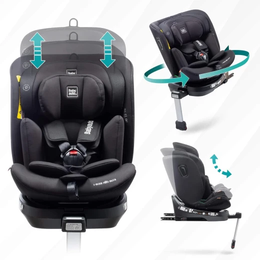 BABYAUTO Aitana iSize Car Seat: 360 Degree Rotation, Reclining Tilt Footrest for Comfort, ISOFIX Installation, Suitable for Children 0-12 Years, Charcoal Grey Finish - Babyauto - Image 5