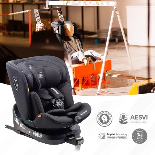 BABYAUTO Aitana iSize Car Seat: 360 Degree Rotation, Reclining Tilt Footrest for Comfort, ISOFIX Installation, Suitable for Children 0-12 Years, Charcoal Grey Finish - Babyauto - Image 7