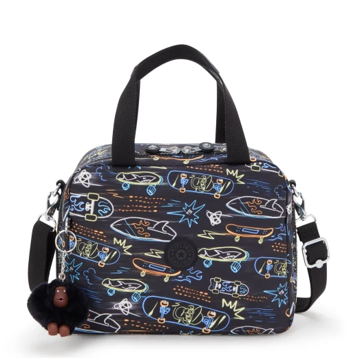 حقيبة غداء Kipling Miyo Neon Skate كبيرة مع جيب لعربة التسوق