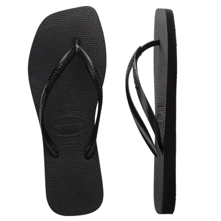 شبشب Havaianas Slim Square نسائي أسود، مقاس 39/40، بتصميم عصري ومقدمة مربعة وأشرطة رفيعة، خفيف ومريح، بنعل مطاطي مقاوم للانزلاق، مثالي للصيف - هافياناس - Image 3