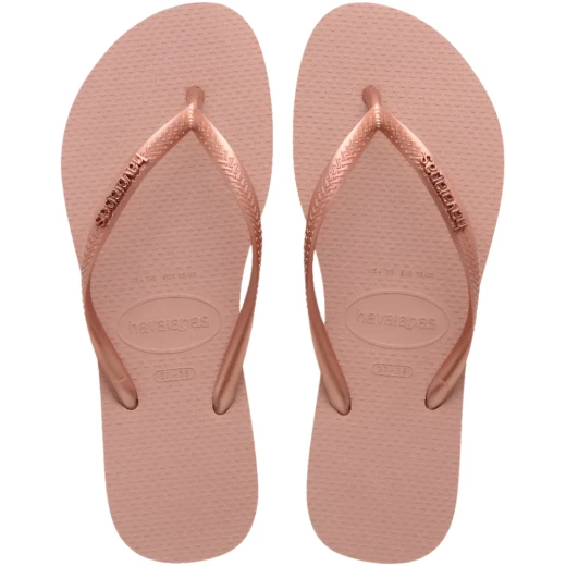 شبشب Havaianas Slim Logo Metallic نسائي، وردي فاتح، مقاس 41/42، خفيف ومريح، بحزام رفيع وشعار معدني أنيق، مثالي للشاطئ والمسبح والاستخدام اليومي - هافياناس - Image 3