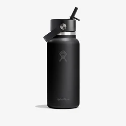 Hydro Flask 946ml Wide Flex Straw Cap Black Insulated Water Bottle