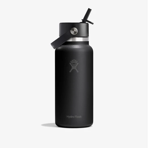 Hydro Flask 946ml Wide Flex Straw Cap Black Insulated Water Bottle
