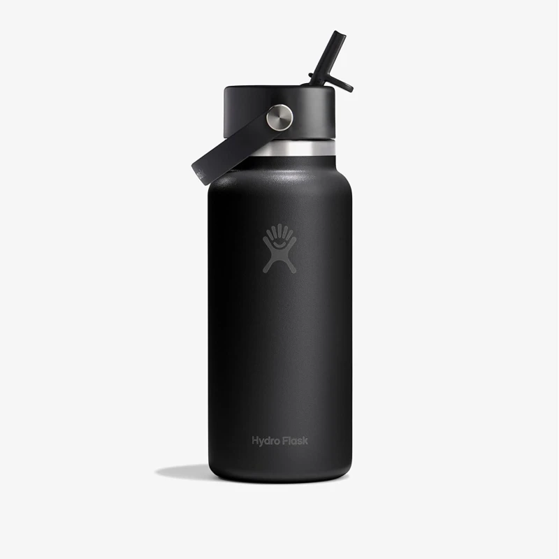 Hydro Flask 946ml Wide Flex Straw Cap Black Insulated Water Bottle - Hydro Flask