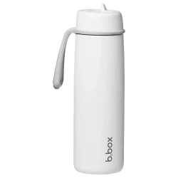 B.box IDB 690mL Insulated Water Bottle White Out, Stainless Steel Straw, 23 fl oz