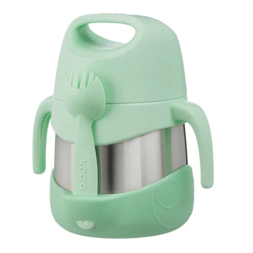 B.box Spearmint Insulated Food Jar 335ml with Spork, Keeps Food Warm or Cold