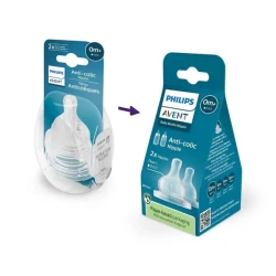 Philips Avent Anti Colic Flow 1 Baby Bottle Nipples 0m+ 2 Pack