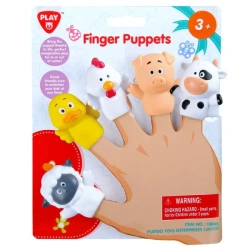 Play Go Farm Finger Puppets Set of 5, Soft Plush Animal Toys for Kids