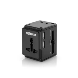 American Tourister Uni Travel Adapter 3 USB Ports Black Compact Power Adapter