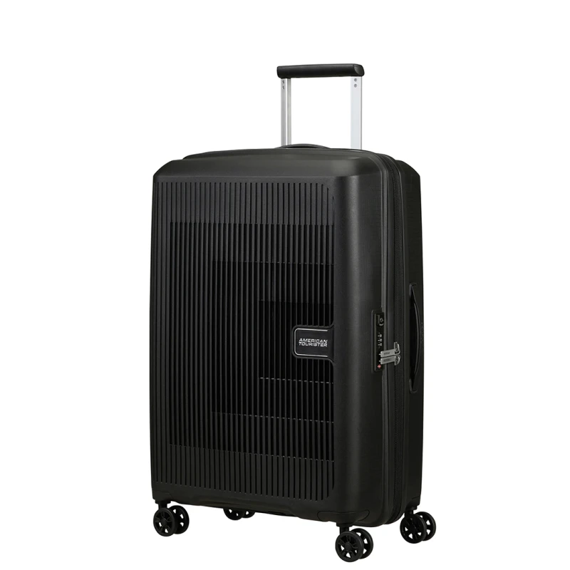 American Tourister Aerostep Medium Suitcase 67cm Black Expandable Luggage - American Tourister