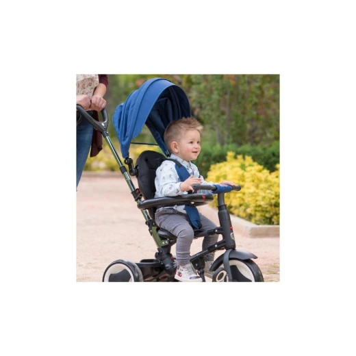 QPlay Rito Plus Eva Wheels Tricycle Bike with Parent Steering Wheel Blue, 10 Months to 3 Years - Qplay - Image 3