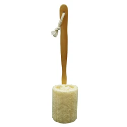Optimal Loofah Sponge with Wooden Handle for Exfoliating Body Care and 100% Natural Cleansing 1 Count
