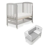Italbaby B Side Cot Grey Bedside Sleeper with Mattress, Duvet, and Bumper Set - Italbaby