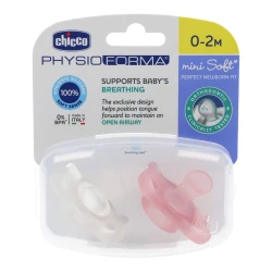 Chicco Physioforma Pacifier 0-2 Months White and Pink 2 Count, Baby Soother