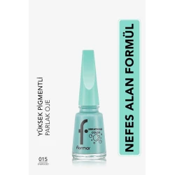 Flormar Breathing Color Nail Enamel 015 Energized Turquoise Polish Long Lasting Chip Resistant Vibrant Color 11ml Bottle Professional Quality Manicure Finish