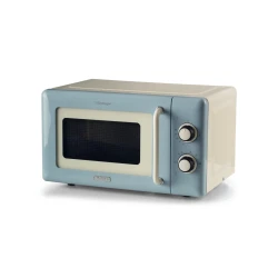 Ariete Vintage Microwave Oven 20L Blue Retro Design 800W for Heating, Cooking, and Defrosting