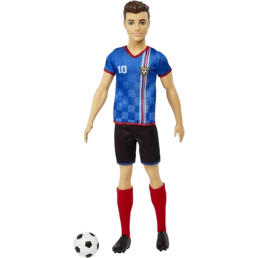 Barbie Careers Ken Soccer Player Fashion Doll with Cropped Hair, #10 Uniform, Soccer Ball for Kids - Barbie - Image 2