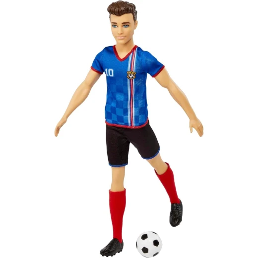 Barbie Careers Ken Soccer Player Fashion Doll with Cropped Hair, #10 Uniform, Soccer Ball for Kids - Barbie - Image 4