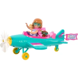 Barbie Chelsea Plane Playset with Spinning Propeller, Puppy & Accessories for Imaginative Play