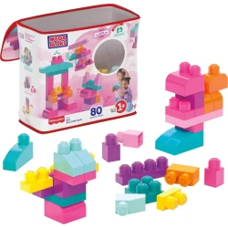 Mega Bloks First Builders Pink Building Blocks Set for Toddlers - 80 Pieces, Ages 1+