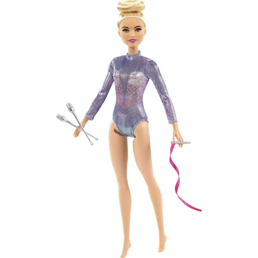 Mattel Barbie Blonde Rhythmic Gymnast Doll in a Purple Leotard: Inspiring Careers Collection, Featuring a 12-Inch Doll & Rhythmic Accessories for Hours of Play - Barbie - Image 5