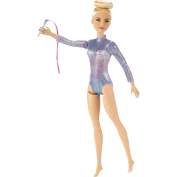 Mattel Barbie Blonde Rhythmic Gymnast Doll in a Purple Leotard: Inspiring Careers Collection, Featuring a 12-Inch Doll & Rhythmic Accessories for Hours of Play