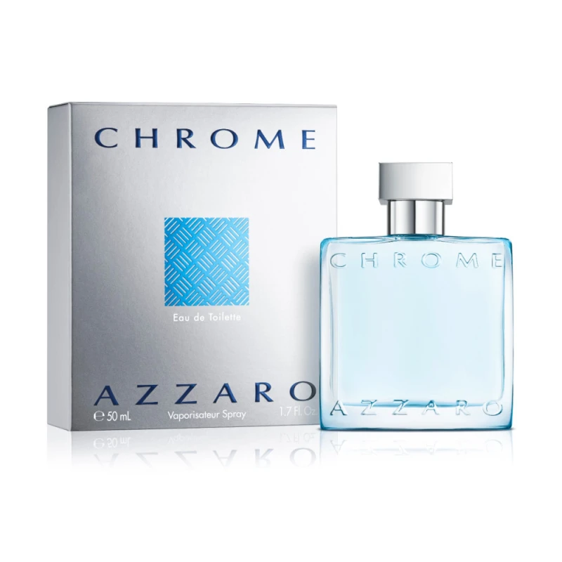 Azzaro Chrome Eau de Toilette for Men 50ml: Fresh Aquatic Cologne with Citrus and Woody Notes, Long-Lasting Everyday Wear, Classic Summer Beach Scent, Luxury Perfume - Azzaro