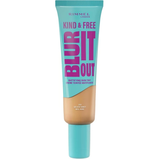 Rimmel Kind & Free Matte Powder Foundation Golden Honey All Day Shine Control Buildable Coverage Makeup