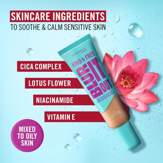 Rimmel London Kind & Free Matte Foundation 210 Golden Beige Long Lasting Oil Control Makeup 30ml Flawless Finish - Rimmel London - Image 7