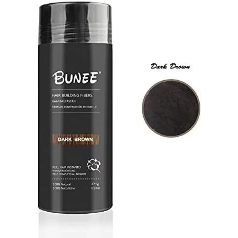 ألياف بناء الشعر من بوني باللون البني الداكن لزيادة كثافة الشعر فوراً للمناطق الخفيفة - BUNEE