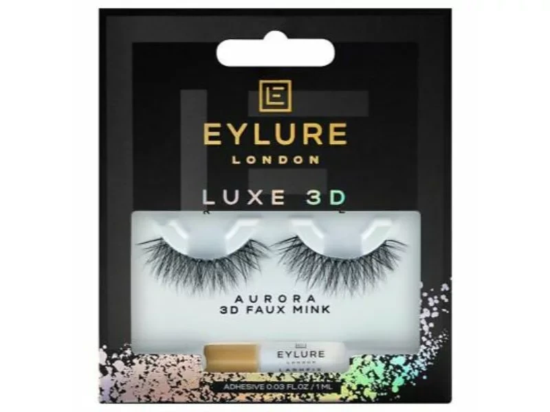 رموش Eylure Luxe 3D Aurora الصناعية المصممة لإضافة عمق وملحوظ وحجم كامل للعينين مع شريط رموش مرن لسهولة التطبيق - ايلور