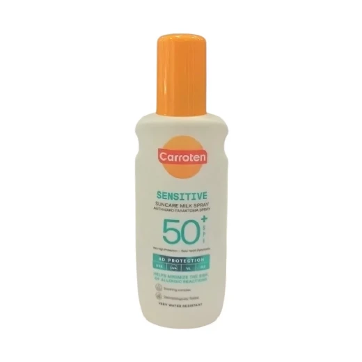 Carroten Sensitive Suncare Milk Spray SPF50+ High Protection UVA UVB 200ml for Daily Use