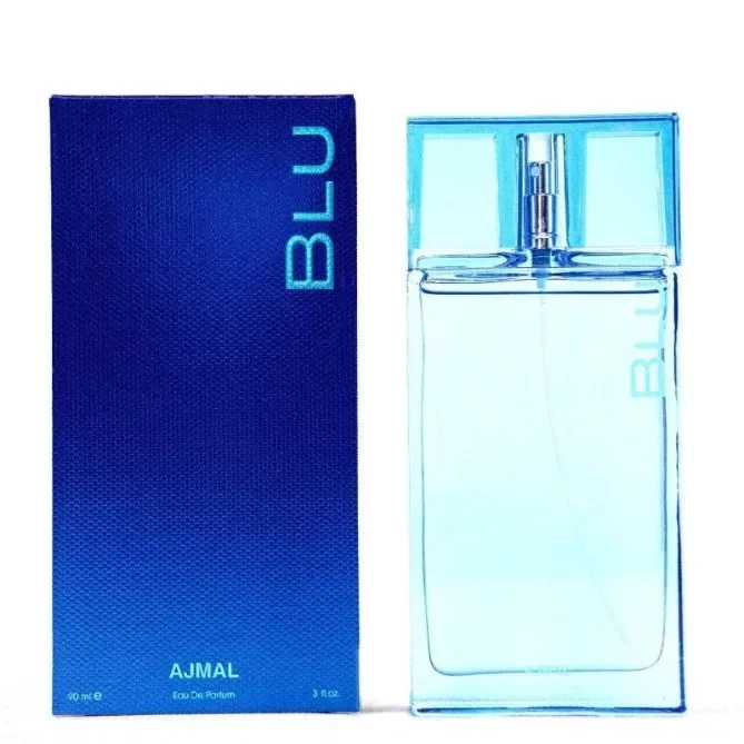 عطر أجمل بلو للرجال أو دو بارفان 90 مل رائحة خشبية عطرية تدوم طويلاً - AJMAL
