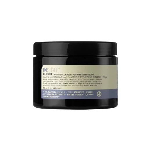 Insight Professional Blonde Cold Reflections Hair Mask 500ml for Lightened and Highlighted Hair to Neutralize Brassiness and Enhance Cool Tones