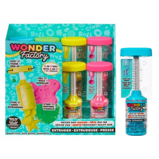 Wonder Factory Never Dry Dough Extruder – Light Blue | Fun Non-Drying Modeling Tool for Creative Play, Arts & Crafts PDQ Pack - Mga entertainment - Image 2