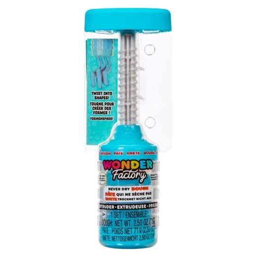 Wonder Factory Never Dry Dough Extruder – Light Blue | Fun Non-Drying Modeling Tool for Creative Play, Arts & Crafts PDQ Pack
