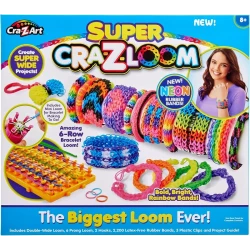 Super Cra-Z-Loom – 6-Row Loom for Fashion Cuff & Thin Bracelets + 2,200 Colorful Latex-Free Rubber Bands