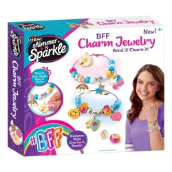 Shimmer n' Sparkle BFF Charm Jewelry Kit – Create Fun Friendship Bracelets & Charms for Kids, Crafting Activity Set for Girls