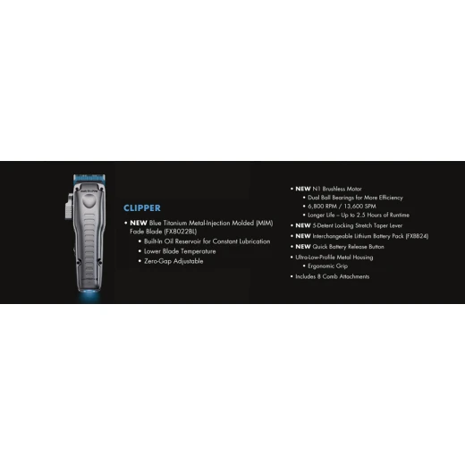 مجموعة ماكينة قص الشعر الاحترافية اللاسلكية BaBylissPRO FXONE LoPro Grey مع محرك N1 وشفرة Fade للحلاقين المحترفين - بيبي ليس برو - Image 3