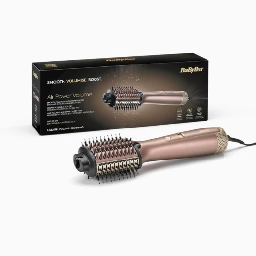 BaByliss 3-in-1 Hot Air Styling Brush for Wet and Dry Hair, Ionic, 1000W, Black