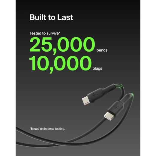 كابل شحن سريع بيلكن USB-C إلى USB-C (6.6 قدم) - أسود - iPhone 16, Galaxy S25, iPad Pro والمزيد - بيلكين - Image 7