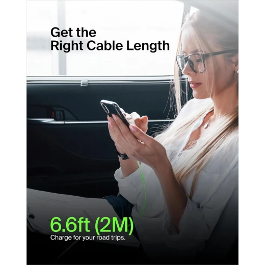 كابل شحن سريع بيلكن USB-C إلى USB-C بطول 6.6 قدم - أبيض - متوافق مع iPhone 16 و Galaxy S25 و iPad Pro - بيلكين - Image 3